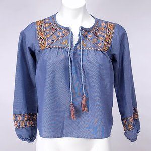 Rebellion Again‎ Women's Embroidered Chambray Top